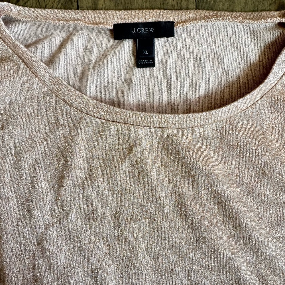 J. Crew sparkle Bell sleeve Metállic champagne Blouse - Picture 6 of 7